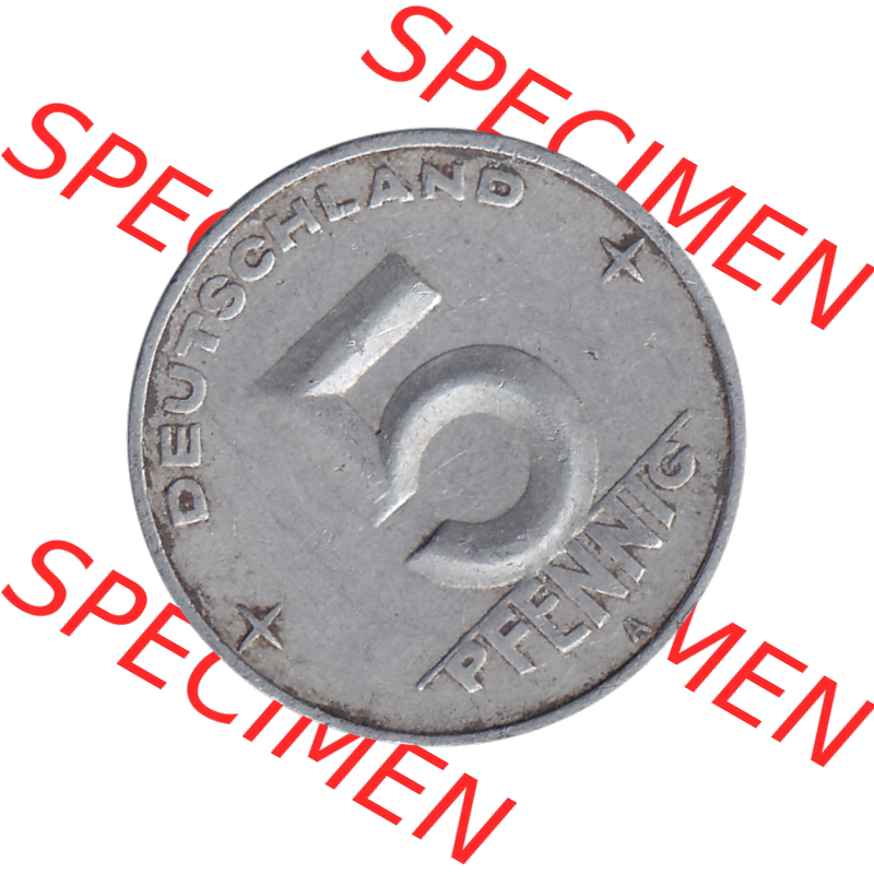 DDR Münze Umlaufmünze / Kursmünze 1952-1953, A 5 Pfennig 1952-02. Bildmaterial als transparente PNG-Grafik mit der Rückseite mit Wertzahl bzw. Nominalwert der... Sammlung