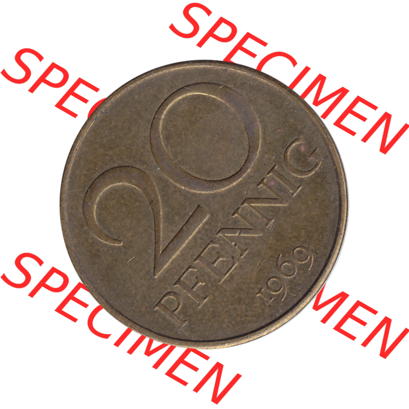 DDR Münze Umlaufmünze / Kursmünze 1969-1990, 20 Pfennig 1969-38, 1960er Jahre, DDR-Telefonmünze. Bildmaterial als transparente PNG-Grafik mit der Rückseite... Sammlung