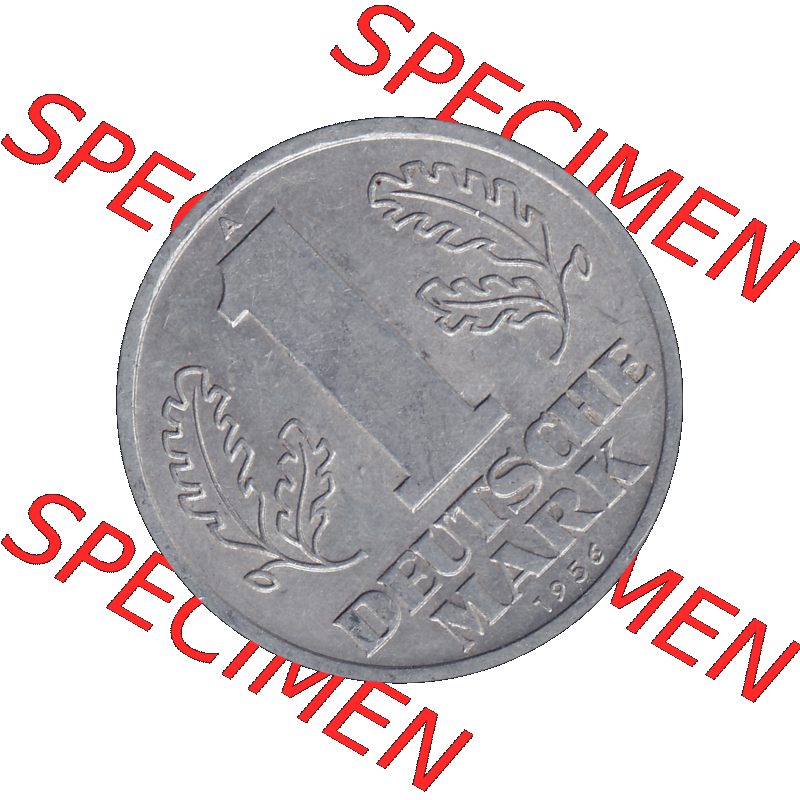 DDR Münze Umlaufmünze / Kursmünze 1956-1963, A 1 Deutsche Mark 1956-03. Bildmaterial als transparente PNG-Grafik mit der Rückseite mit Wertzahl bzw. Nominalwert... Sammlung