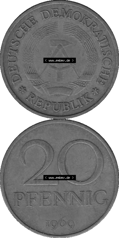 20 Pfennig DDR Graustufen Bildmaterial als transparente PNG-Grafik in Graustufen Sammlung