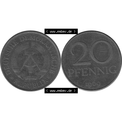 DDR Münze Umlaufmünze / Kursmünze 1969-1990, 20 Pfennig 1969-41, 1960er Jahre, Graustufen. 20 Pfennig DDR Graustufen Bildmaterial als transparente PNG-Grafik... Sammlung