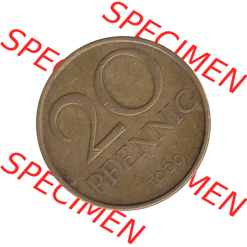 DDR Münze Umlaufmünze / Kursmünze 1969-1990, 20 Pfennig 1969-39, 1960er Jahre, DDR-Telefonmünze. Bildmaterial als transparente PNG-Grafik mit der Rückseite... Sammlung