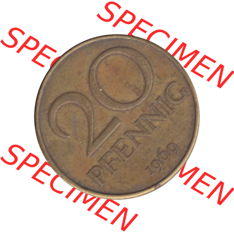 DDR Münze Umlaufmünze / Kursmünze 1969-1990, 20 Pfennig 1969-19, 1960er Jahre, DDR-Telefonmünze. Bildmaterial als transparente PNG-Grafik mit der Rückseite... Sammlung
