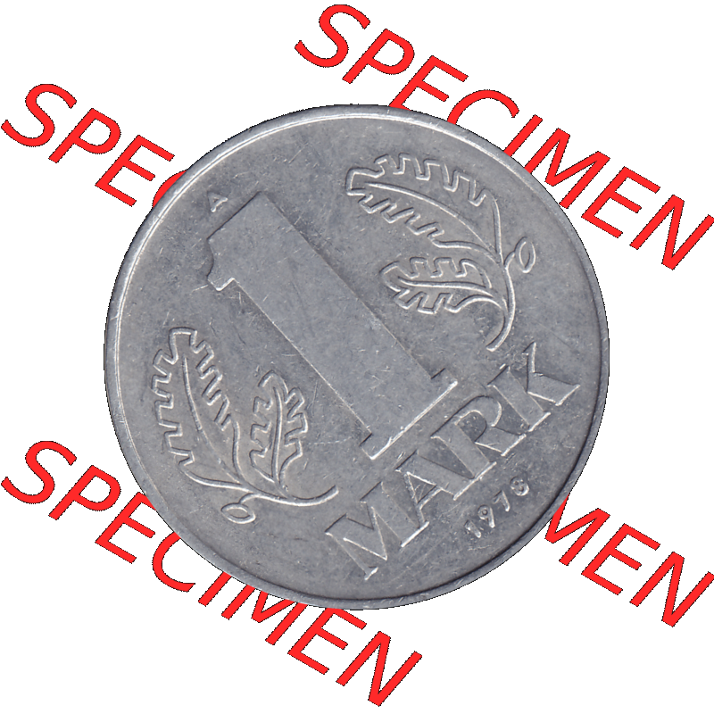 DDR Münze Umlaufmünze / Kursmünze 1972-1990, A 1 Mark 1978-02. Bildmaterial als transparente PNG-Grafik mit der Rückseite mit Wertzahl bzw. Nominalwert der 1... Sammlung