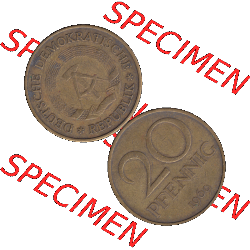DDR Münze Umlaufmünze / Kursmünze 1969-1990, 20 Pfennig 1969-21, 1960er Jahre, DDR-Telefonmünze. Bild/Foto im transparenten PNG-Format einer einzigen... Sammlung