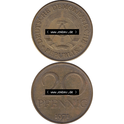 DDR Münze Umlaufmünze / Kursmünze 1969-1990, 20 Pfennig 1971-05, 1970er Jahre, DDR-Telefonmünze. Bildmaterial als transparente PNG-Grafik mit der Vorderseite... Sammlung