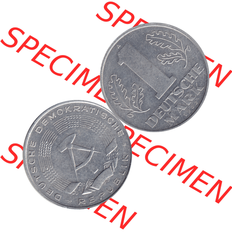 DDR Münze Umlaufmünze / Kursmünze 1956-1963, A 1 Deutsche Mark 1962-01. Vorderseite und Rückseite horizontal rechts nebeneinander zusammengefügt als transparentes... Sammlung