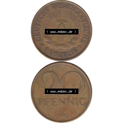 DDR Münze Umlaufmünze / Kursmünze 1969-1990, 20 Pfennig 1969-34, 1960er Jahre, DDR-Telefonmünze. Bildmaterial als transparente PNG-Grafik mit der Vorderseite... Sammlung