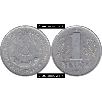 DDR Münze Umlaufmünze / Kursmünze 1972-1990, A 1 Mark 1973-01. Bildmaterial als transparente PNG-Grafik mit der Vorderseite und Rückseite horizontal rechts nebeneinander... Sammlung