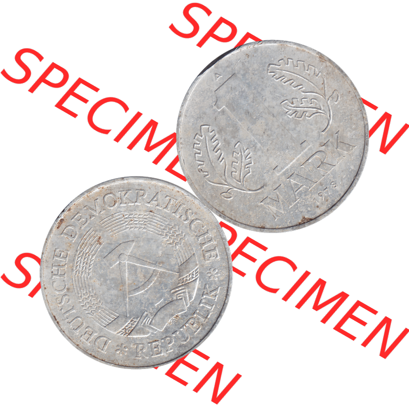 DDR Münze Umlaufmünze / Kursmünze 1972-1990, A 1 Mark 1978-03. Bildmaterial als transparente PNG-Grafik mit der Vorderseite und Rückseite horizontal rechts nebeneinander... Sammlung