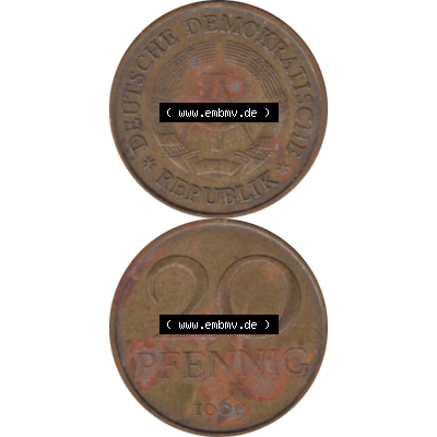 DDR Münze Umlaufmünze / Kursmünze 1969-1990, 20 Pfennig 1969-11, 1960er Jahre, DDR-Telefonmünze. Bildmaterial als transparente PNG-Grafik mit der Vorderseite... Sammlung