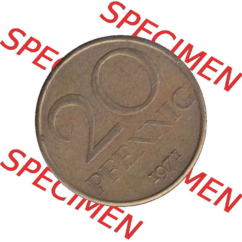 DDR Münze Umlaufmünze / Kursmünze 1969-1990, 20 Pfennig 1971-01, DDR-Telefonmünze. Rückseite als transparente PNG-Grafik - Bild-Material der 20-Pfennig Telefon-Münzen... Sammlung
