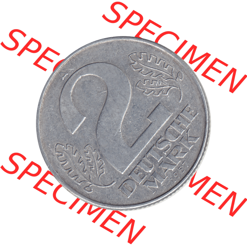 DDR Münze Umlaufmünze / Kursmünze 1957-1957, A 2 Deutsche Mark 1957-1. Rückseite als transparente PNG-Grafik - Bild-Material der 2 / Zwei-Mark Münzen der DDR.... Sammlung