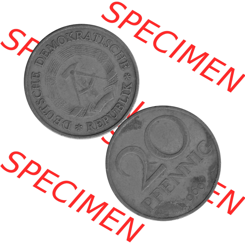 DDR Münze Umlaufmünze / Kursmünze 1969-1990, 20 Pfennig 1969-42, 1960er Jahre, Graustufen. 20 Pfennig DDR Graustufen Bildmaterial als transparente PNG-Grafik... Sammlung