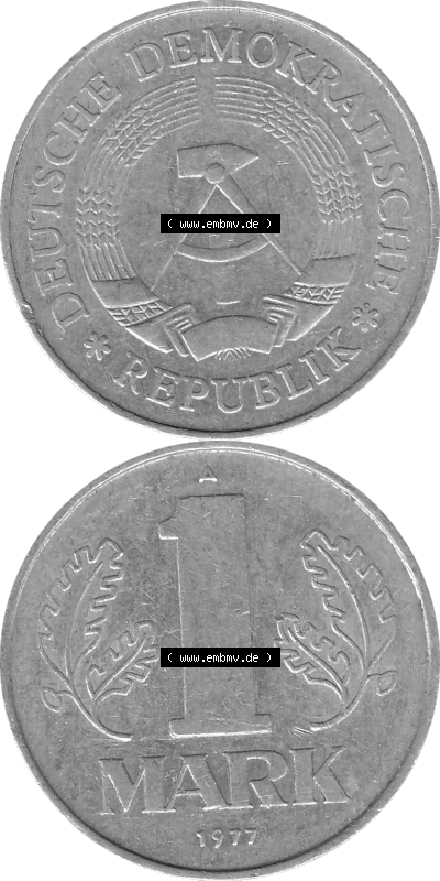 Bildmaterial als transparente Graustufen PNG-Grafik, 1 / Eine Mark Münzen der DDR mit Münzzeichen "A", für die Prägestätte... Sammlung