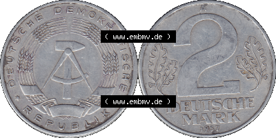 A 2 Deutsche Mark 1957, 2 / Zwei-Mark Münzen der DDR, Bild-Material der Deutschen DDR Zwei-Mark Münzen Sammlung