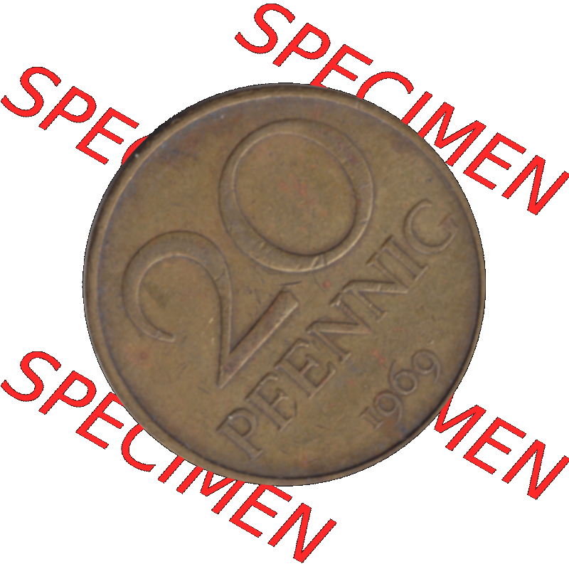 DDR Münze Umlaufmünze / Kursmünze 1969-1990, 20 Pfennig 1969-22, 1960er Jahre, DDR-Telefonmünze. Bildmaterial als transparente PNG-Grafik mit der Rückseite... Sammlung