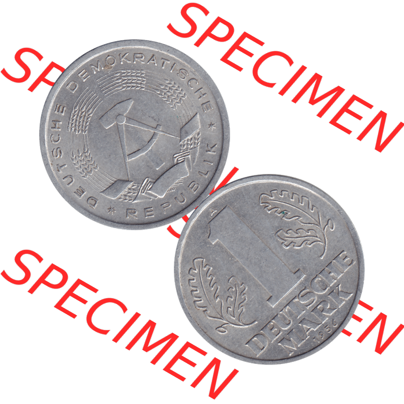 DDR Münze Umlaufmünze / Kursmünze 1956-1963, A 1 Deutsche Mark 1956-08. Bildmaterial als transparente PNG-Grafik mit der Vorderseite und Rückseite vertikal untereinander... Sammlung