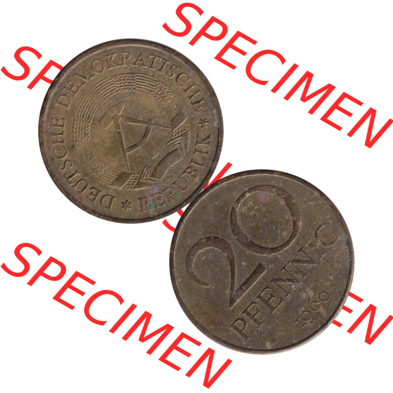 DDR Münze Umlaufmünze / Kursmünze 1969-1990, 20 Pfennig 1969-26, 1960er Jahre, DDR-Telefonmünze. Bildmaterial als transparente PNG-Grafik mit der Vorderseite... Sammlung
