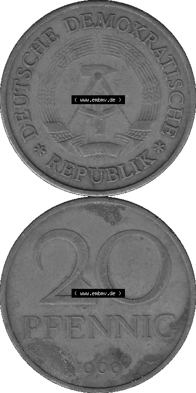 20 Pfennig DDR Graustufen Bildmaterial als transparente PNG-Grafik in Graustufen Sammlung