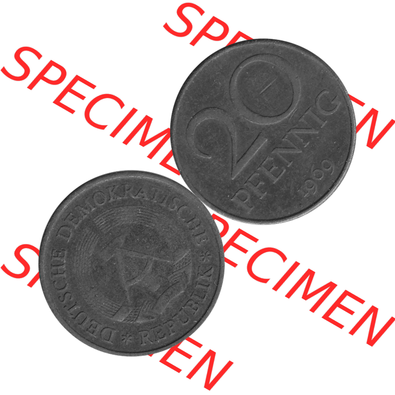 DDR Münze Umlaufmünze / Kursmünze 1969-1990, 20 Pfennig 1969-41, 1960er Jahre, Graustufen. 20 Pfennig DDR Graustufen Bildmaterial als transparente PNG-Grafik... Sammlung