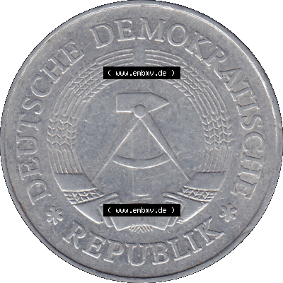DDR Münze Umlaufmünze / Kursmünze 1972-1990, A 1 Mark 1977 (Stück 6). Bildmaterial als transparente PNG-Grafik mit der Vorderseite... Sammlung
