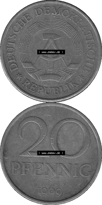 20 Pfennig DDR Graustufen Bildmaterial als transparente PNG-Grafik in Graustufen Sammlung