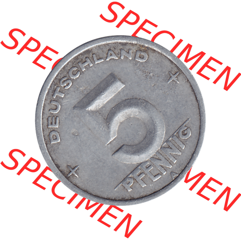 DDR Münze Umlaufmünze / Kursmünze 1948-1950, A 5 Pfennig 1948-03. Bildmaterial als transparente PNG-Grafik mit der Rückseite mit Wertzahl bzw. Nominalwert der... Sammlung