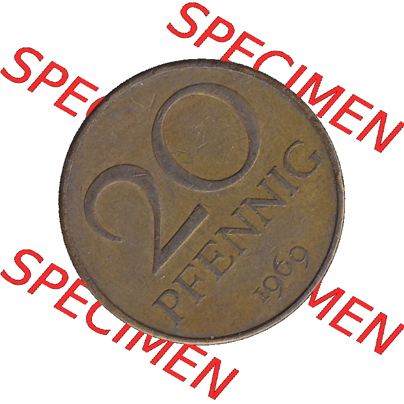 DDR Münze Umlaufmünze / Kursmünze 1969-1990, 20 Pfennig 1969-06, DDR-Telefonmünze. Rückseite als transparente PNG-Grafik - Bild-Material der 20-Pfennig Telefon-Münzen... Sammlung
