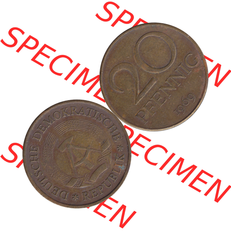 DDR Münze Umlaufmünze / Kursmünze 1969-1990, 20 / Zwanzig Pfennig 1969-36, 1960er Jahre, DDR-Telefonmünze. Bildmaterial als transparente PNG-Grafik... Sammlung
