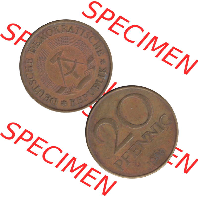 DDR Münze Umlaufmünze / Kursmünze 1969-1990, 20 Pfennig 1969-20, 1960er Jahre, DDR-Telefonmünze. Bild/Foto im transparenten PNG-Format einer einzigen... Sammlung