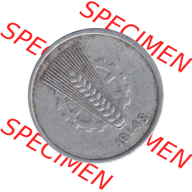 DDR Münze Umlaufmünze / Kursmünze 1948-1950, A 5 Pfennig 1948-03. Bildmaterial als transparente PNG-Grafik mit der Vorderseite der 5 / Fünf Pfennig DDR (GDR)... Sammlung