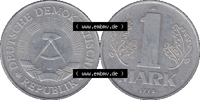DDR Münze Umlaufmünze / Kursmünze 1972-1990, A 1 Mark 1978 (Stück 1). Bildmaterial als transparente PNG-Grafik mit der Vorderseite... Sammlung