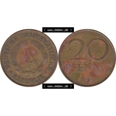 DDR Münze Umlaufmünze / Kursmünze 1969-1990, 20 / Zwanzig Pfennig 1969-11, 1960er Jahre, DDR-Telefonmünze. Bildmaterial als transparente PNG-Grafik... Sammlung