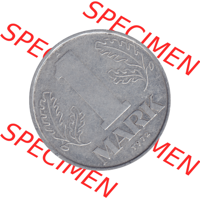 DDR Münze Umlaufmünze / Kursmünze 1972-1990, A 1 Mark 1972-01. Bildmaterial als transparente PNG-Grafik mit der Rückseite mit Wertzahl bzw. Nominalwert der 1... Sammlung