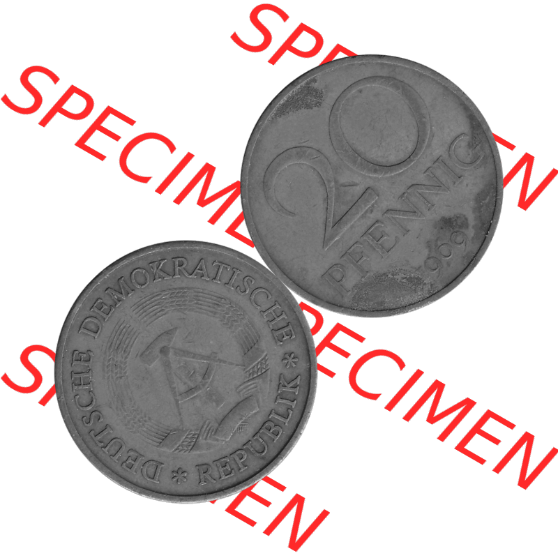 DDR Münze Umlaufmünze / Kursmünze 1969-1990, 20 Pfennig 1969-42, 1960er Jahre, Graustufen. 20 Pfennig DDR Graustufen Bildmaterial als transparente PNG-Grafik... Sammlung