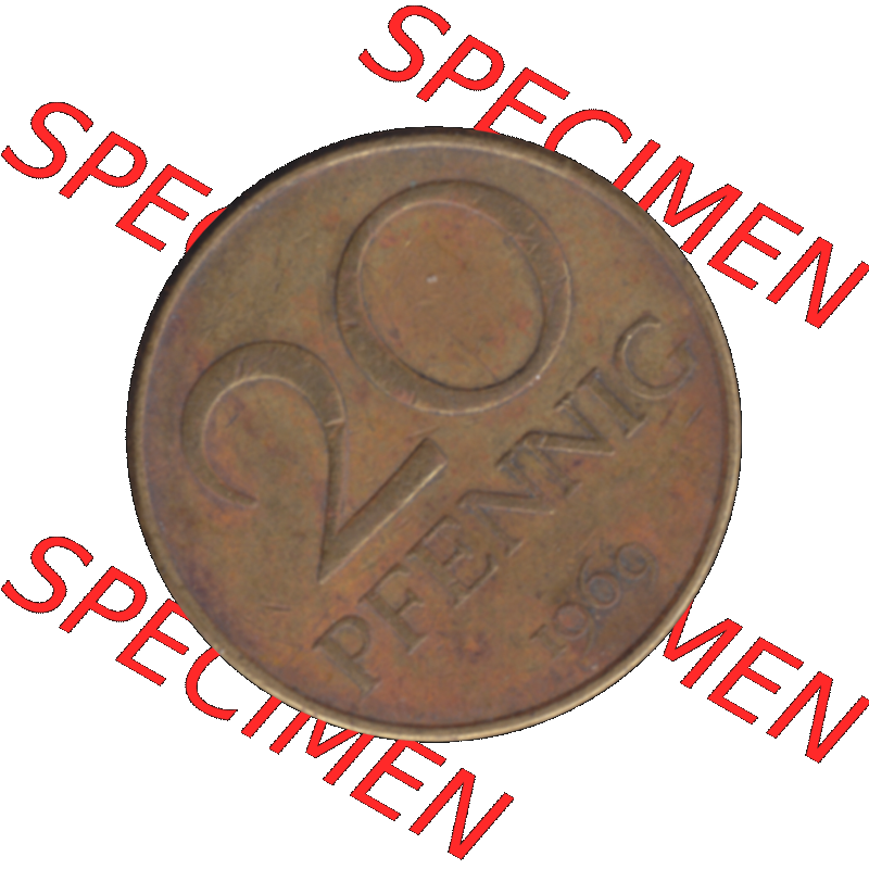 DDR Münze Umlaufmünze / Kursmünze 1969-1990, 20 Pfennig 1969-20, 1960er Jahre, DDR-Telefonmünze. Bildmaterial als transparente PNG-Grafik mit der Rückseite... Sammlung