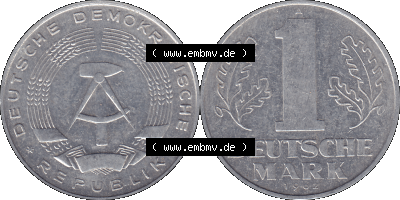DDR Münze Umlaufmünze / Kursmünze 1956-1963, A 1 Deutsche Mark 1962 (Stück 1). Bildmaterial als transparente PNG-Grafik mit... Sammlung