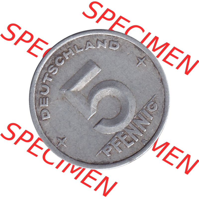 DDR Münze Umlaufmünze / Kursmünze 1948-1950, A 5 Pfennig 1948-02. Bildmaterial als transparente PNG-Grafik mit der Rückseite mit Wertzahl bzw. Nominalwert der... Sammlung