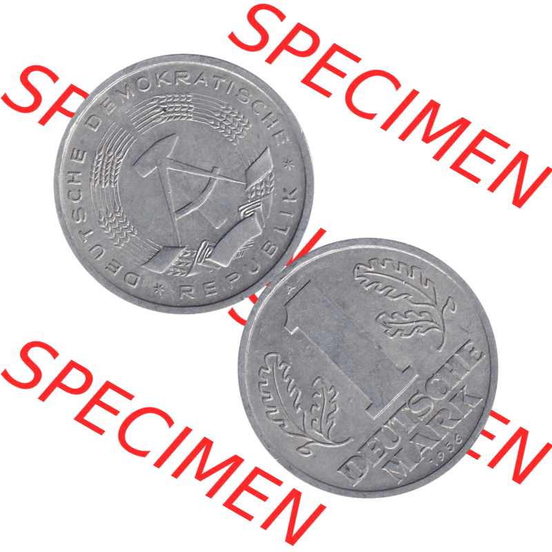 DDR Münze Umlaufmünze / Kursmünze 1956-1963, A 1 Deutsche Mark 1956-03. Bildmaterial als transparente PNG-Grafik mit der Vorderseite und Rückseite vertikal untereinander... Sammlung