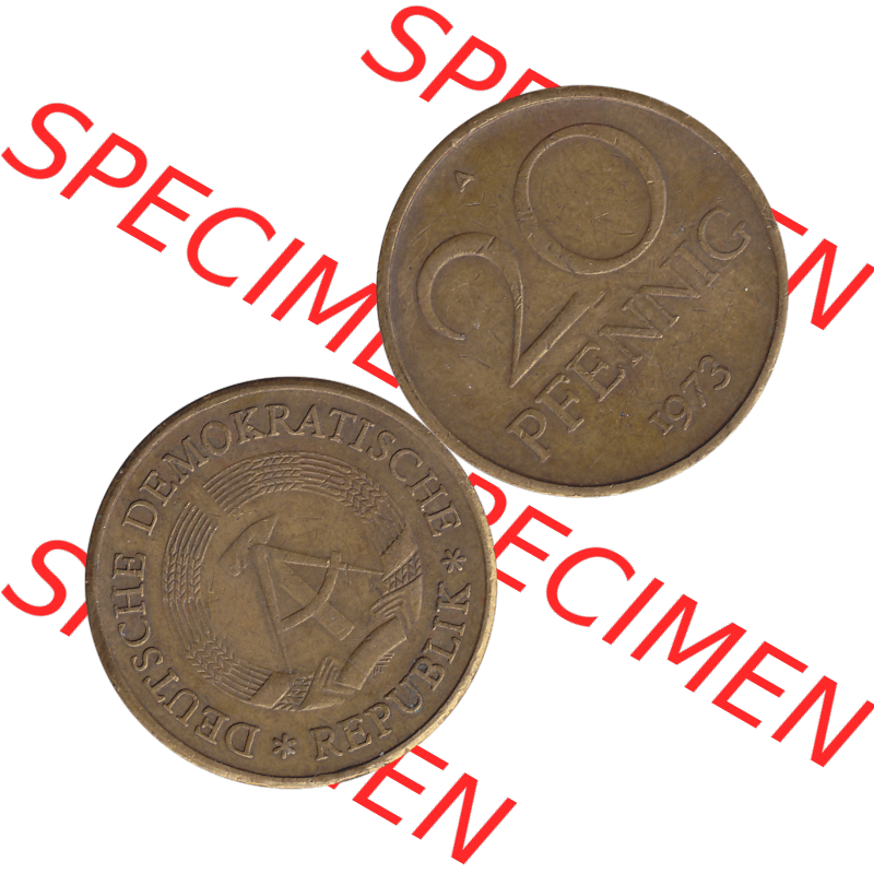 DDR Münze Umlaufmünze / Kursmünze 1969-1990, 20 / Zwanzig Pfennig 1973-01, DDR-Telefonmünze. Bildmaterial als transparente PNG-Grafik mit der Vorderseite... Sammlung