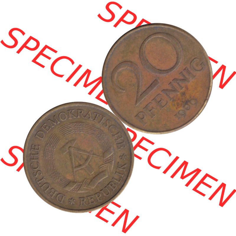 DDR Münze Umlaufmünze / Kursmünze 1969-1990, 20 / Zwanzig Pfennig 1969-25, 1960er Jahre, DDR-Telefonmünze. Bildmaterial als transparente PNG-Grafik... Sammlung
