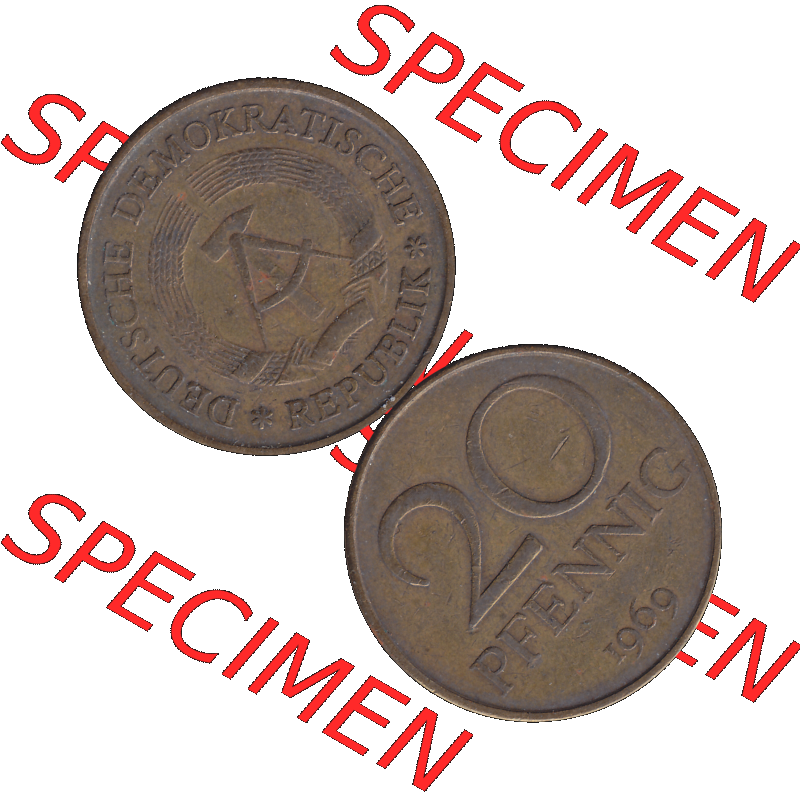DDR Münze Umlaufmünze / Kursmünze 1969-1990, 20 Pfennig 1969-32, 1960er Jahre, DDR-Telefonmünze. Bildmaterial als transparente PNG-Grafik mit der Vorderseite... Sammlung
