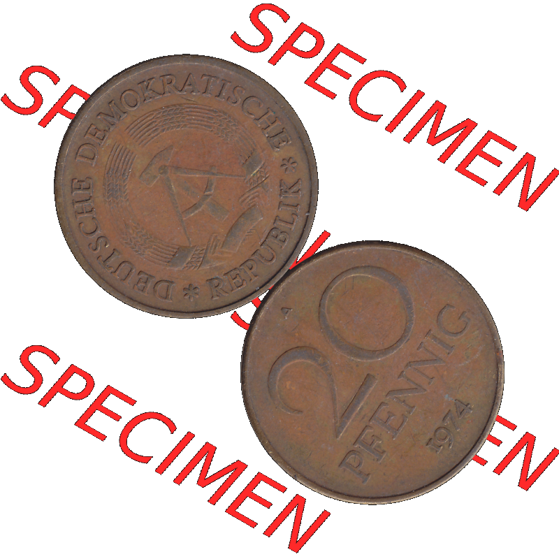 DDR Münze Umlaufmünze / Kursmünze 1969-1990, 20 Pfennig 1974-01, DDR-Telefonmünze. Vorderseite und Rückseite vertikal untereinander zusammengefügt als... Sammlung