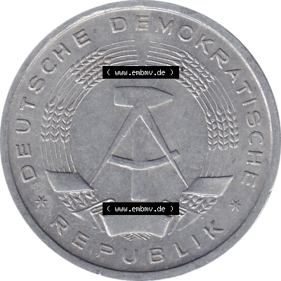 DDR Münze Umlaufmünze / Kursmünze 1956-1963, A 1 Deutsche Mark 1956-03. Bildmaterial als transparente PNG-Grafik mit der Vorderseite der 1 Mark Münzen der DDR.... Sammlung