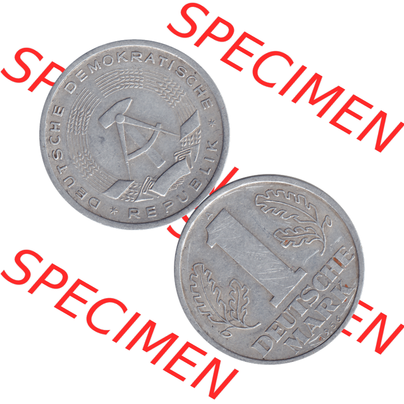DDR Münze Umlaufmünze / Kursmünze 1956-1963, A 1 Deutsche Mark 1956-06. Bildmaterial als transparente PNG-Grafik mit der Vorderseite und Rückseite vertikal untereinander... Sammlung