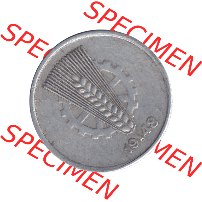 DDR Münze Umlaufmünze / Kursmünze 1948-1950, A 5 Pfennig 1948-02. Bildmaterial als transparente PNG-Grafik mit der Vorderseite der 5 / Fünf Pfennig DDR (GDR)... Sammlung