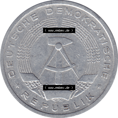 DDR Münze Umlaufmünze / Kursmünze 1956-1963, A 1 Deutsche Mark 1956-01. Vorderseite als transparente PNG-Grafik der 1-Mark Münzen der DDR. Hier im online Katalog... Sammlung