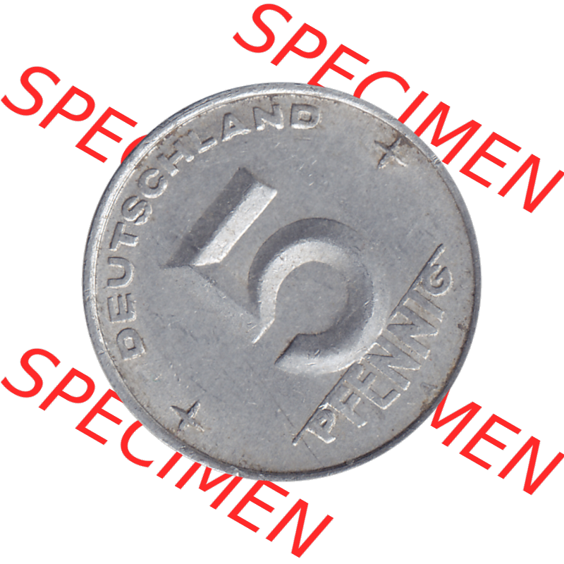 DDR Münze Umlaufmünze / Kursmünze 1952-1953, A 5 Pfennig 1952-01. Bildmaterial als transparente PNG-Grafik mit der Rückseite mit Wertzahl bzw. Nominalwert der... Sammlung