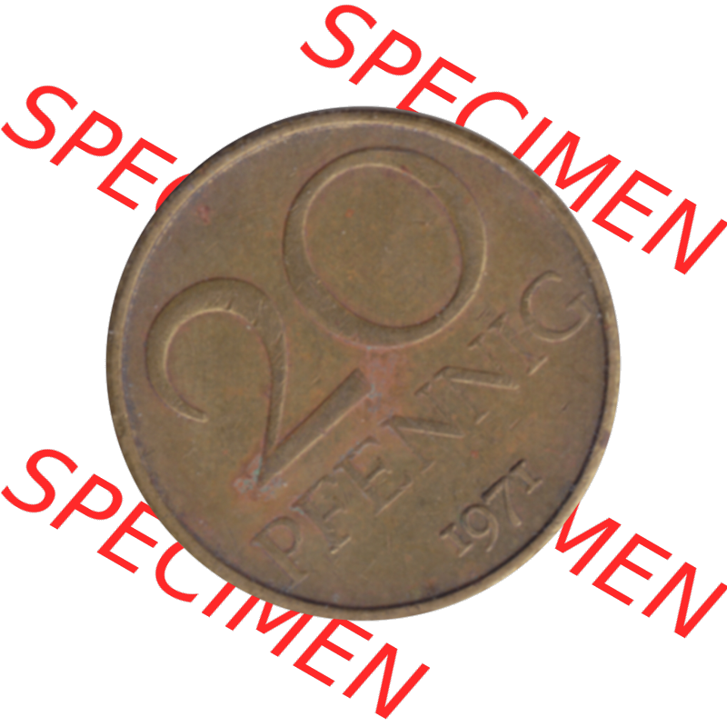 DDR Münze Umlaufmünze / Kursmünze 1969-1990, 20 Pfennig 1971-03, 1970er Jahre, DDR-Telefonmünze. Bildmaterial als transparente PNG-Grafik mit der Rückseite... Sammlung